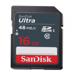 Карта памяти SDHC, 16 GB, SANDISK Ultra, UHS-I U1, 48 Мб/сек. (class 10), DUNB-016G-GN3IN