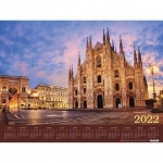 Календарь настенный листовой, 2022 г., формат А2 60х45 см, "Милан", HATBER, Кл2_25153